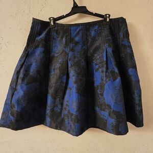 GAP Women’s Size 16 Blue Black Floral Pleated A-Line Skirt Fit Flare Lined